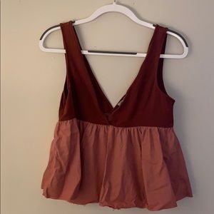 UO two tone babydoll vneck tank top